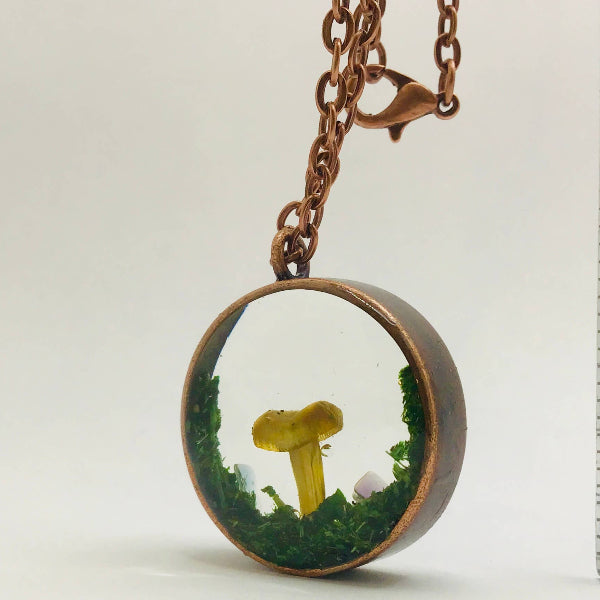 Real Mushroom Charm Necklace (Copper)