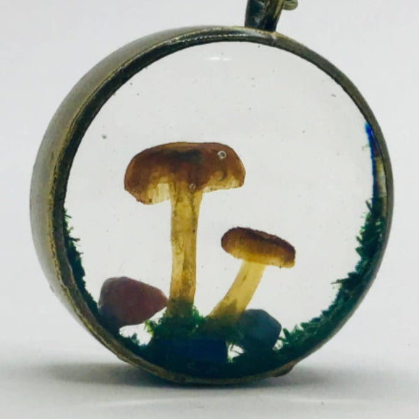 Real Mushroom Charm Necklace (Bronze)