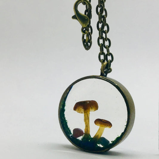 Real Mushroom Charm Necklace (Bronze)