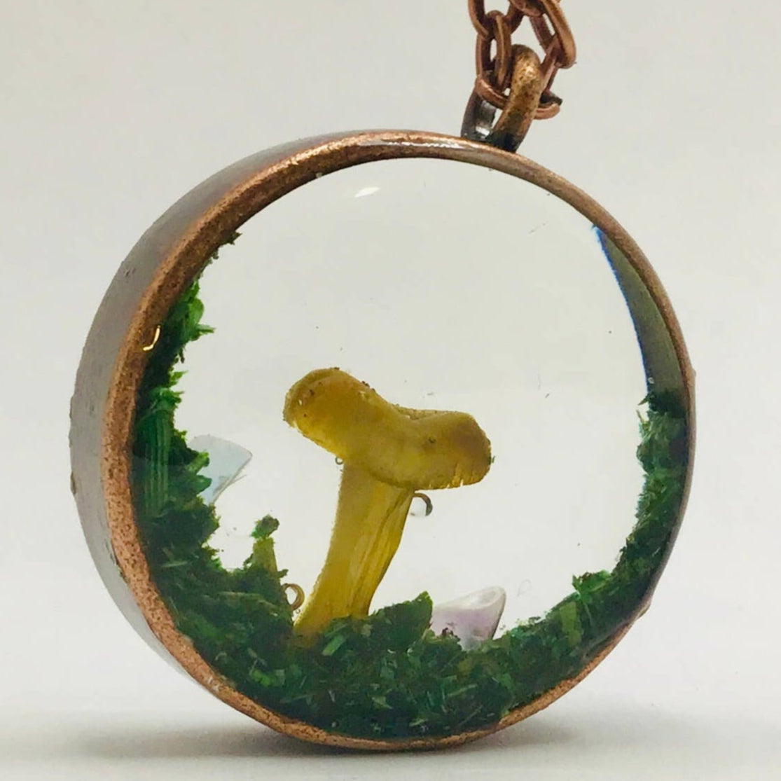 Real Mushroom Charm Necklace (Copper)