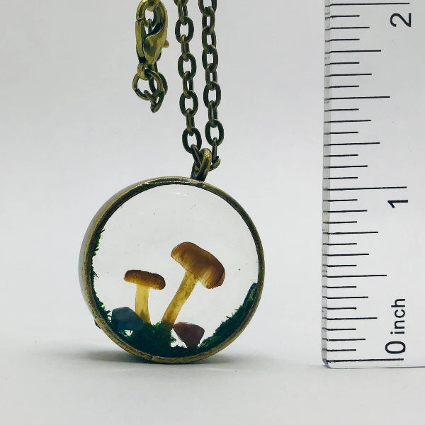 Real Mushroom Charm Necklace (Bronze)