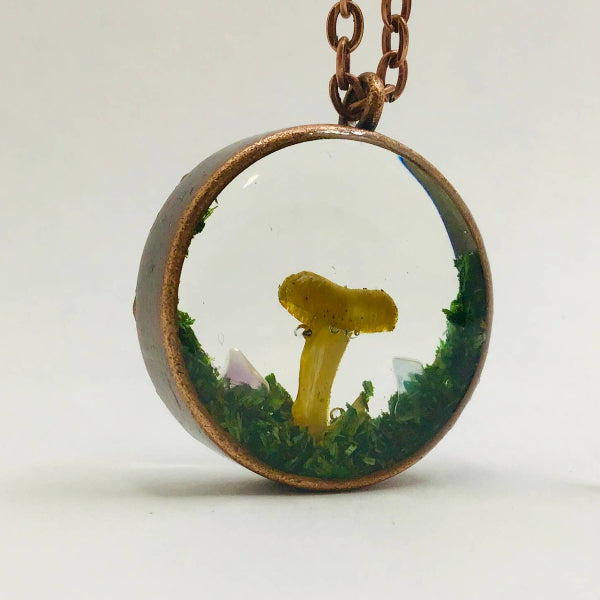 Real Mushroom Charm Necklace (Copper)